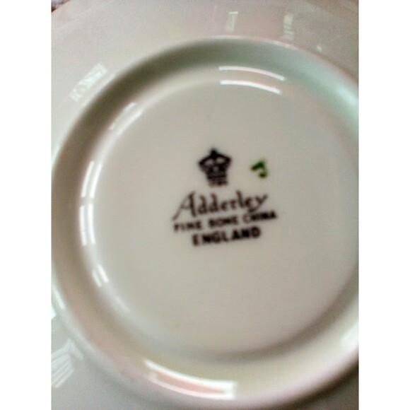 Adderley Fine Bone China England Luxe Gold Band Pink Yellow Roses Saucer 1960s - Picture 2 of 2